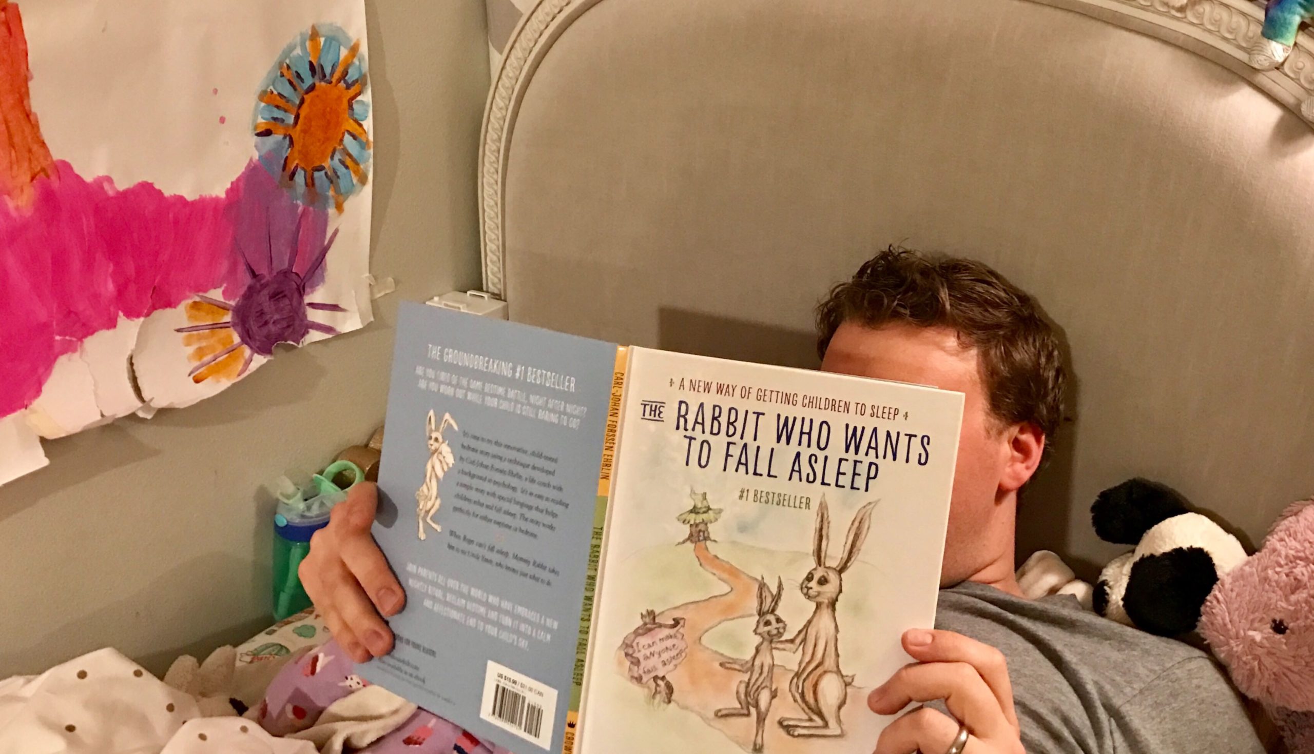 Reading "The Rabbit Who Wanted to Fall Asleep" to my daughter