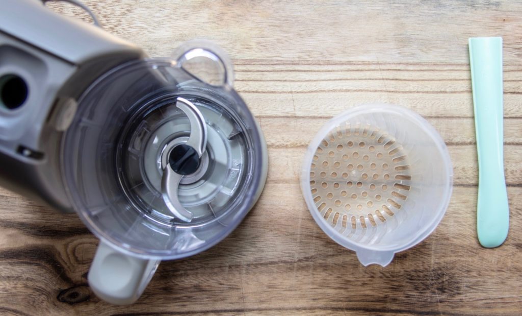 The components of the Beaba Babycook on a counter