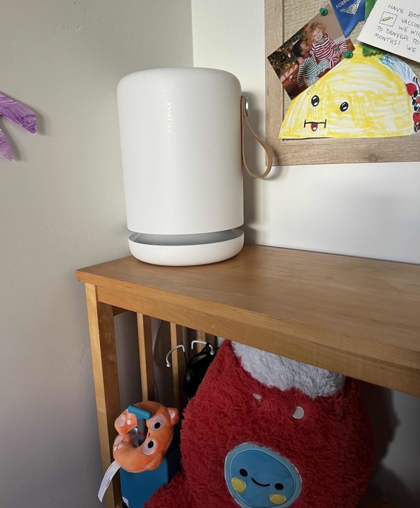 Molekule Air Mini+ on a shelf in a child's room